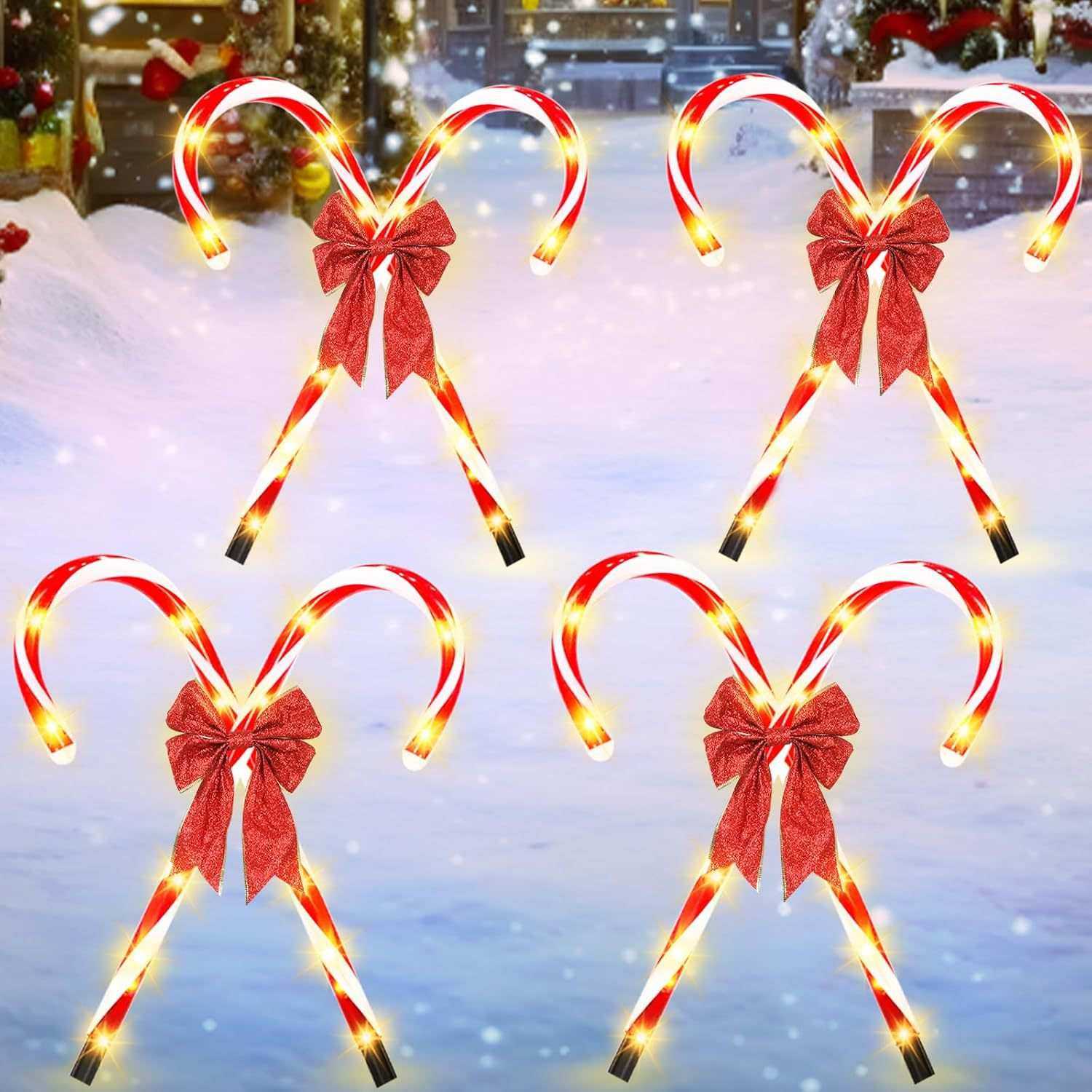 跨境太阳能地插蝴蝶结糖果拐杖灯串 led圣诞节庭院花园装饰草坪灯,金属材料及制品,其他金属制品,淘宝优惠券,粉丝福利购,淘宝优惠卷