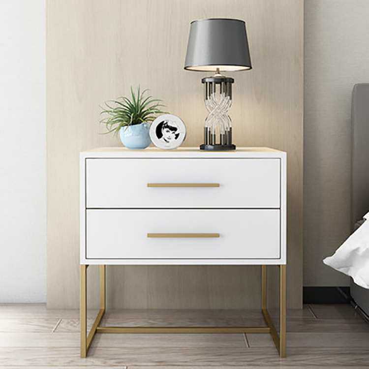 北欧酒店轻奢双层床头柜带抽屉简易边角柜卧室迷你白色烤漆储物柜