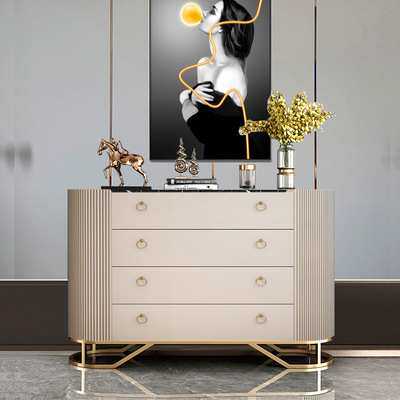 意式轻奢实木四斗柜简约现代装饰柜靠墙储物入户玄关柜卧室收纳柜