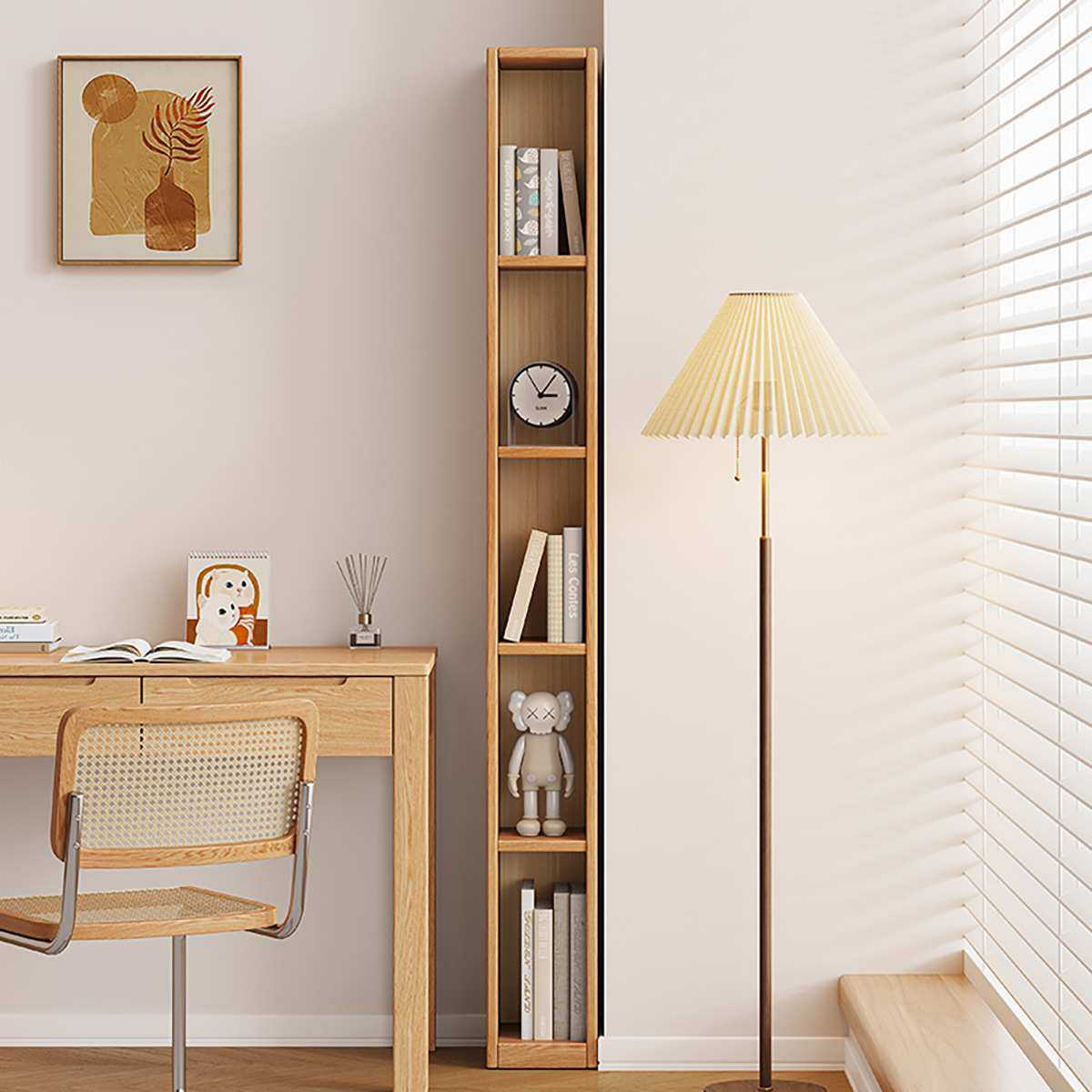 北欧实木书柜家用落地超窄书架原木风红橡木格子夹缝柜收纳置物柜,基础建材,脚轮/万向轮,淘宝优惠券,粉丝福利购,淘宝优惠卷