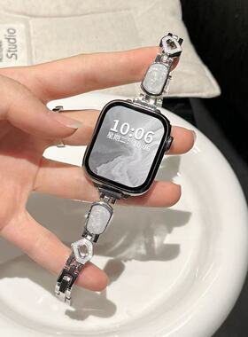 S9华强北S10手表带鎏金细款s8金属小香风苹果手表iwatchS1098适配