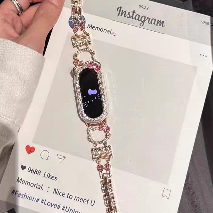 金属Kitty猫适用小米手环10表带陶瓷版8/9代可爱NFC红米watch5女