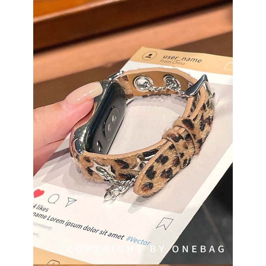 适用小米手环10/9pro豹纹链条表带华为Fit4/GT6/vivo/OPPO/苹果11