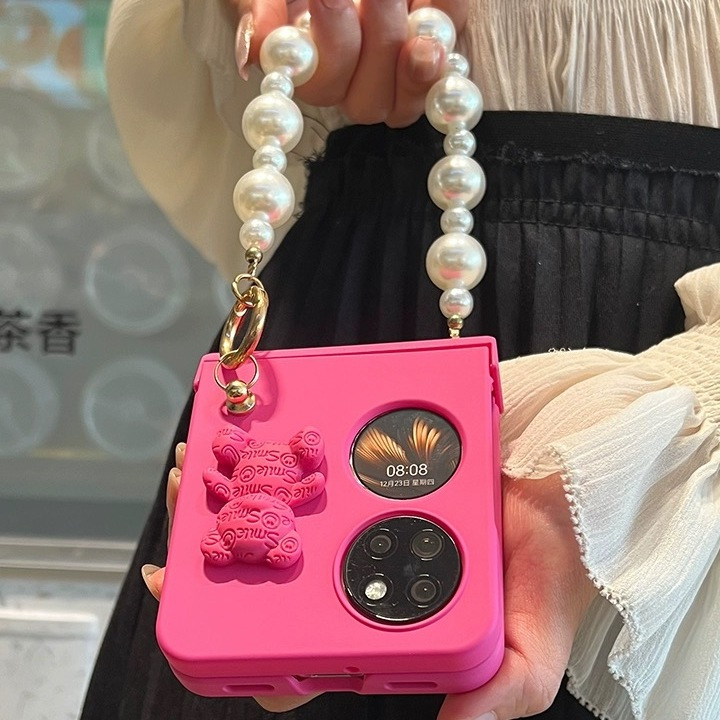 原创新款适用华为Pocket2折叠手机壳珍珠链条挂绳pockets薄斜挎