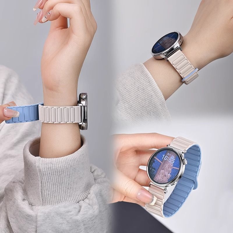 适用张婧仪适用VIVOiQOOWATCH5表带vivogt装甲磁吸硅胶腕带watch3