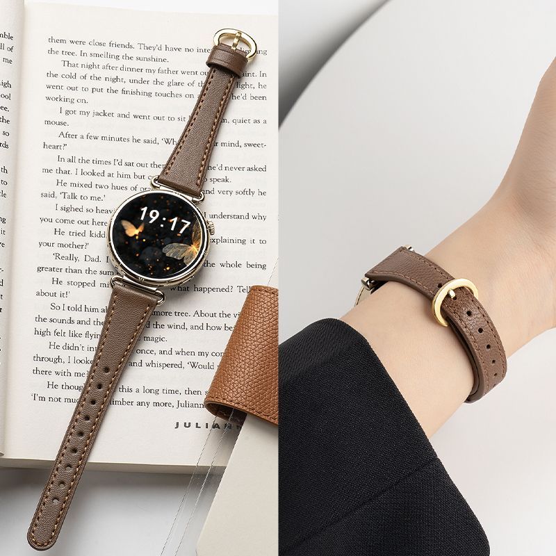 适用华为gt6手表新款gt5皮腕带马蹄扣gt4秋冬GT3/2皮质小蛮腰女款