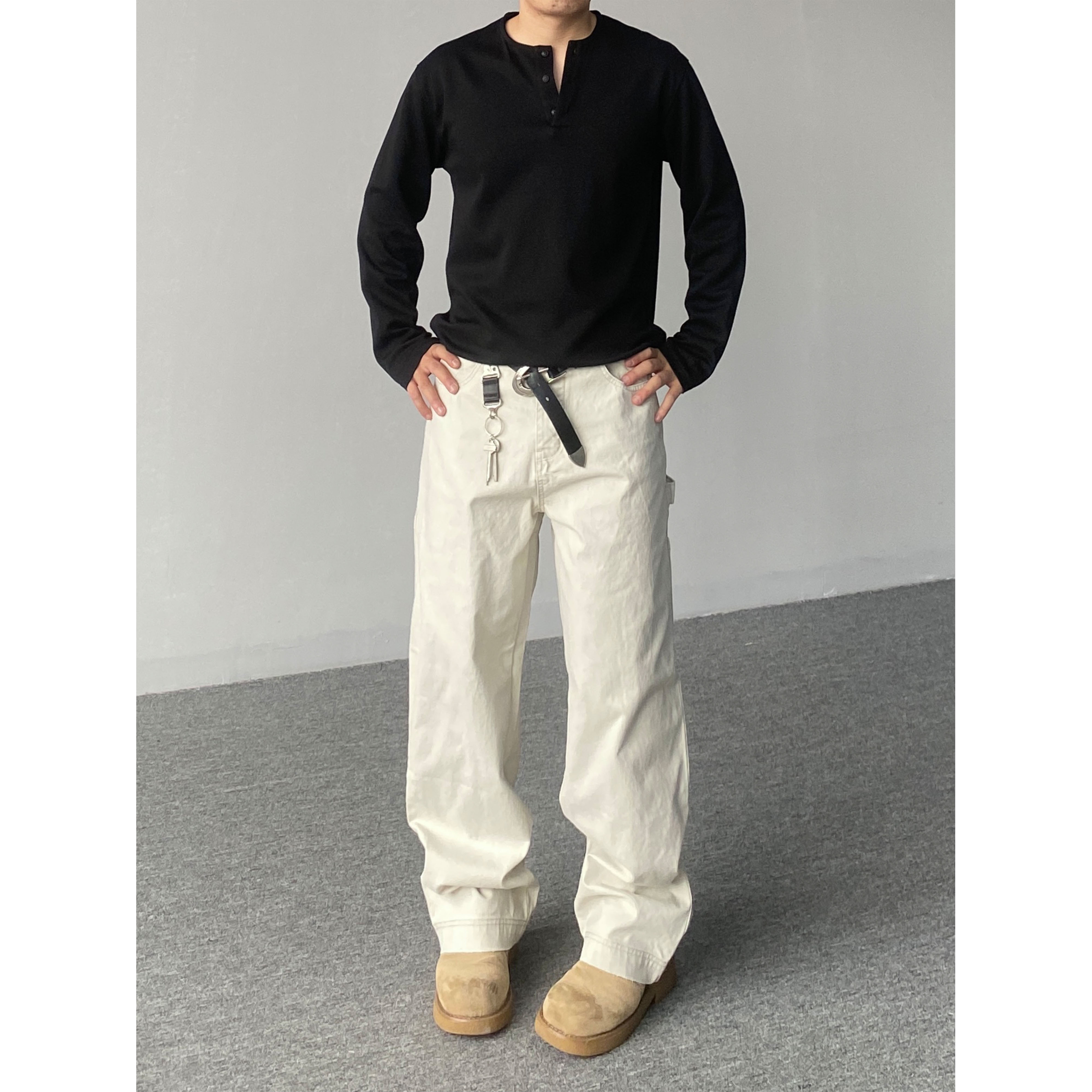 98SQUID 美式vibe口袋拼接休闲工装裤男女宽松垂感阔腿拖地长裤潮