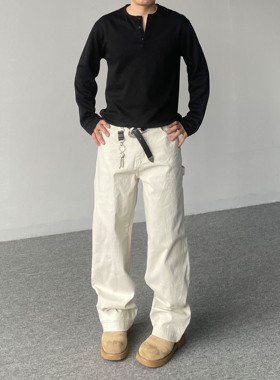 98SQUID 美式vibe口袋拼接休闲工装裤男女宽松垂感阔腿拖地长裤潮