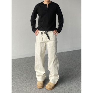 男女宽松垂感阔腿拖地长裤 98SQUID 裤 vibe口袋拼接休闲工装 潮 美式