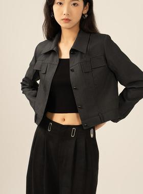 PINZ HOW 羊毛气质休闲口袋分割设计工装感外套