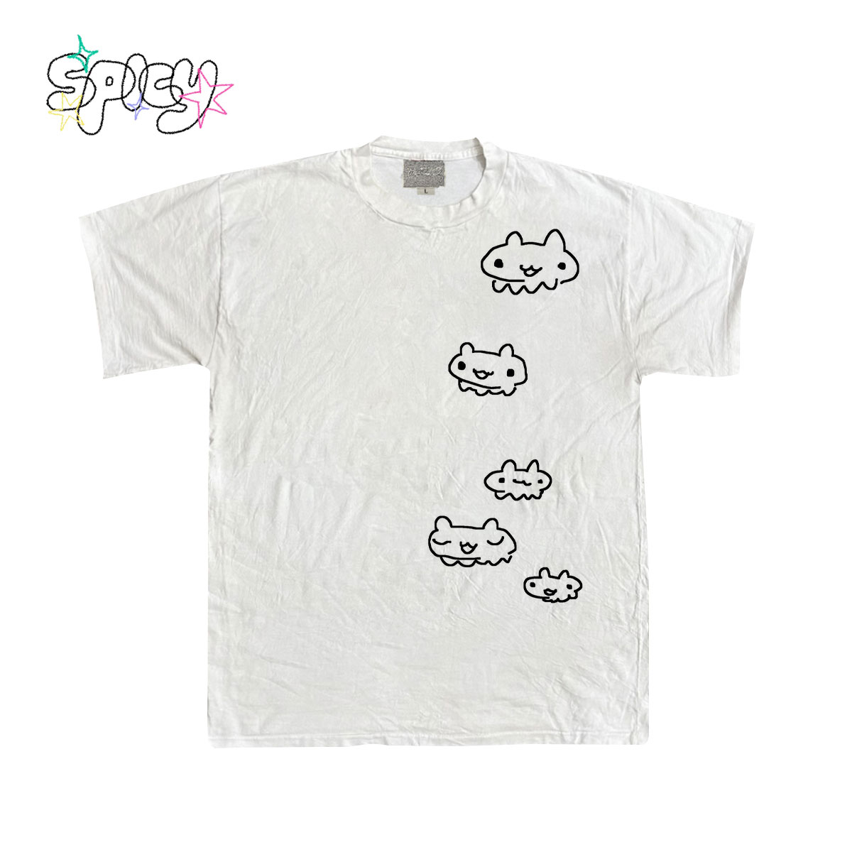 金枪小鱼 异形猫猫kawaii印花短袖休闲日常T恤圆领个性Y2K可爱ins