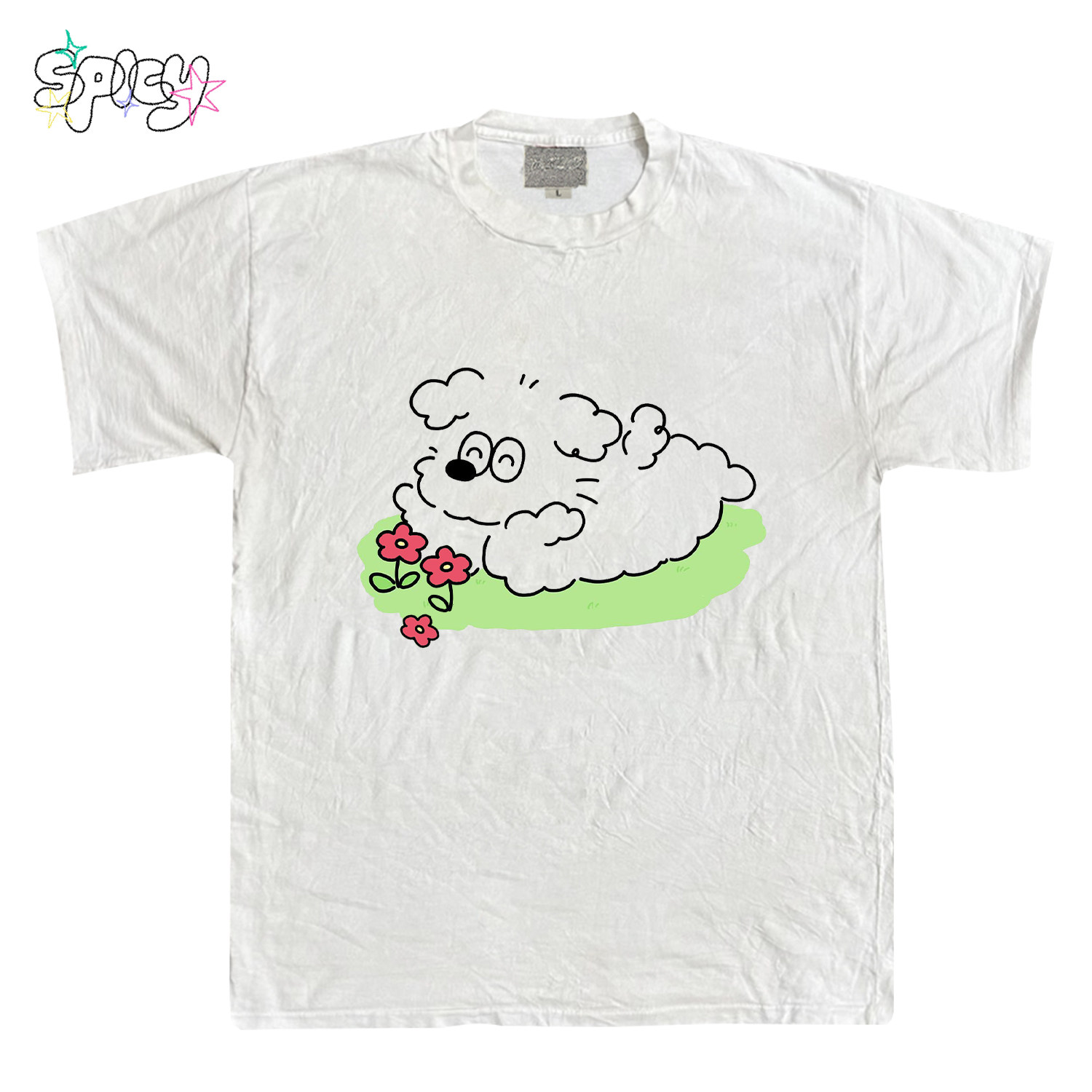 金枪小鱼 潮流小狗简笔画短袖ins圆领基础款T恤ootd日常穿搭