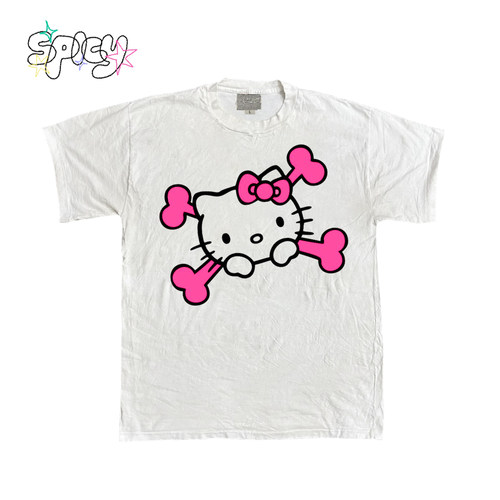 金枪小鱼 轻亚文化粉红Kitty潮流酷girl短袖休闲基础款圆领T恤tee