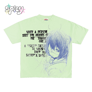 T恤街头滑板卡通动漫风 中二病少女线稿亚文化短袖 Non standard