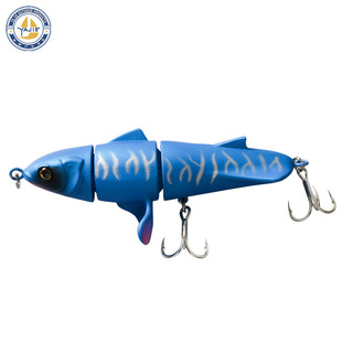 新款 24g浮水铅笔塑料路亚仿生鱼饵 三节螺旋桨水面拖拉机硬饵11cm