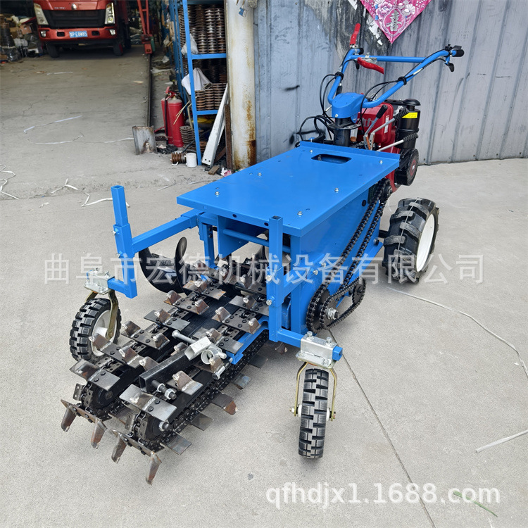 柴油自走式链条开沟机 水利灌溉挖沟机 农田双链条开槽机