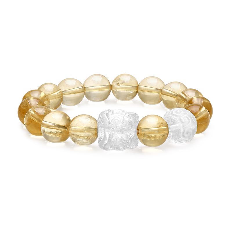 周大生官方天然黄水晶手串灵狮手链正品招财转运手串生日礼物