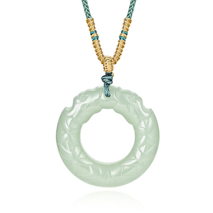 周大生官方和田青白玉项链女款平安扣玉吊坠正品情侣生日礼物