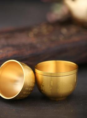 黄铜米缸百福缸杯铁艺书房办公室小摆件工艺品精雕福字古风