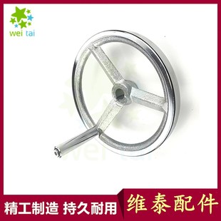 方形手轮盘铸铁带键槽机床转轮A电镀铬三幅条圆方边手摇把配手柄