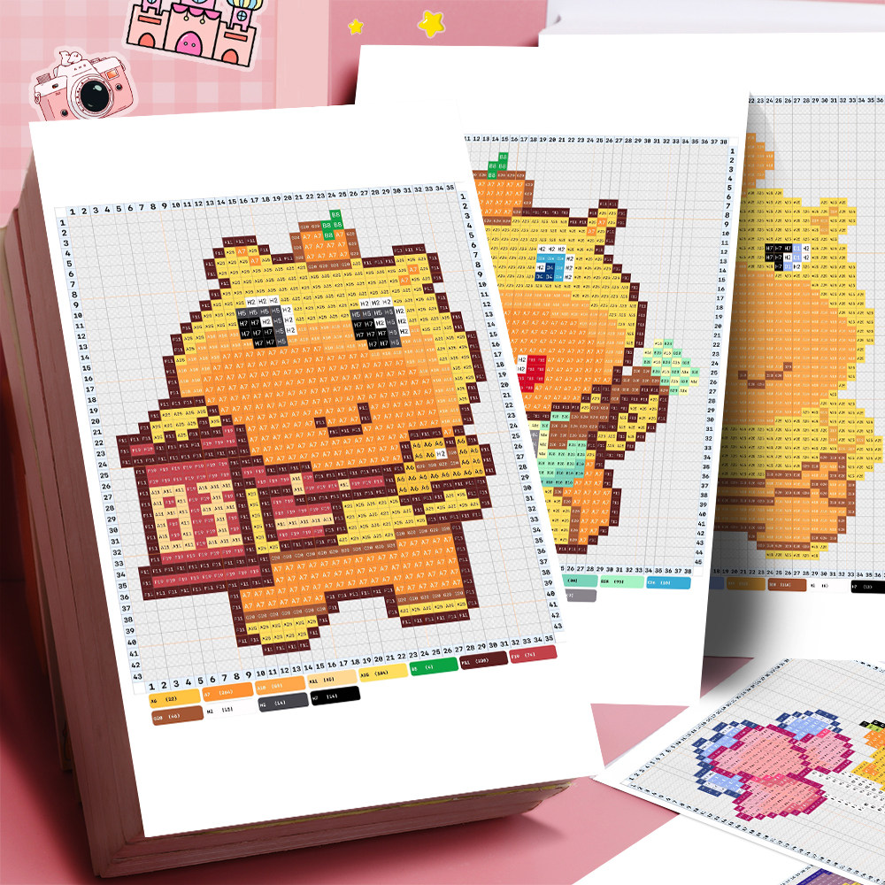 12张水豚噜噜拼豆图纸贴纸可爱卡通像素热门噜噜表情包手账装饰