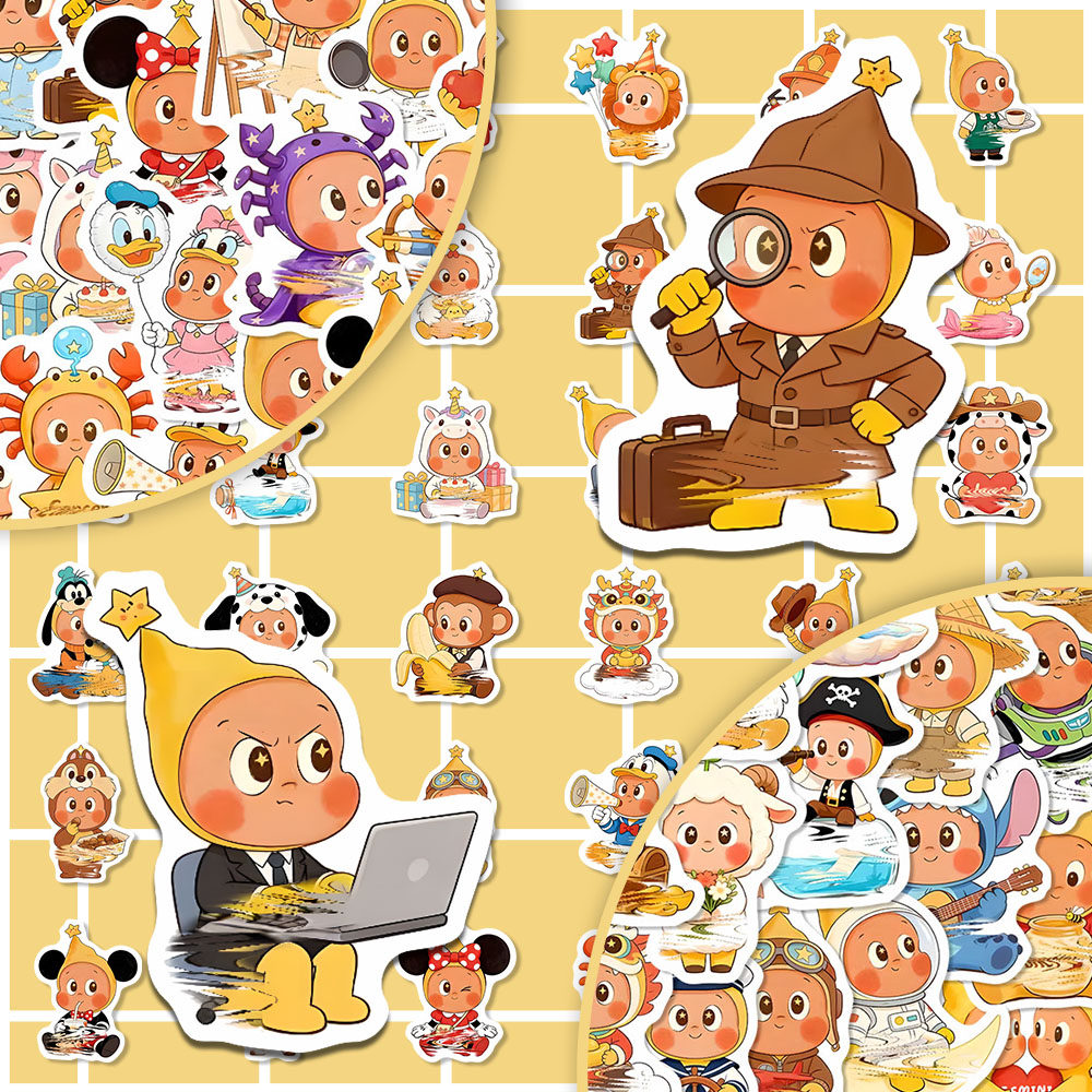 144张星星人可爱治愈表情贴纸PPMT潮玩卡通周边创意手账本装饰