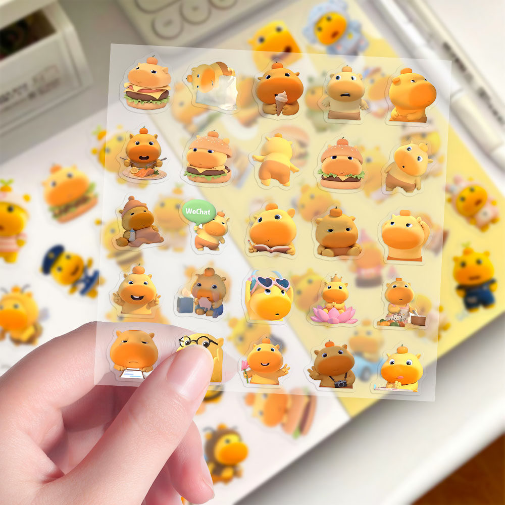 升级透明款】260张卡通水豚噜噜可爱透明贴呆萌动画表情贴周边diy