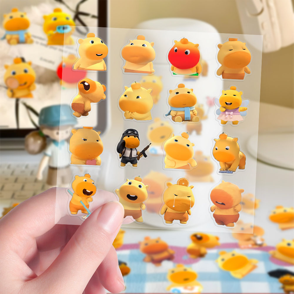 透明款】新款水豚噜噜表情包贴纸可爱卡通头像ins风水杯手机壳diy