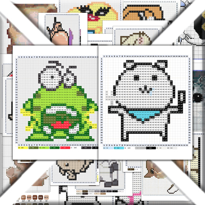 72张网络热梗表情包拼豆贴纸草地牛高雅人士企鹅像素风拼豆自粘