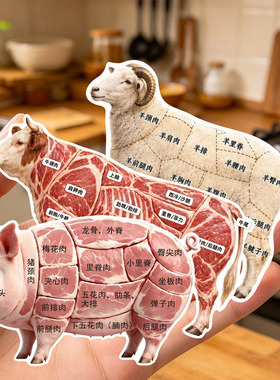 家禽冰箱贴】猪肉羊肉牛肉分割图解一图看懂部位图解新手买菜技巧