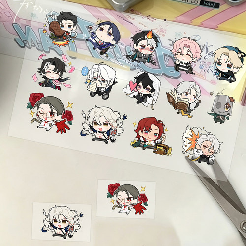 42贴夜幕之下角色野狼红手套转印贴游戏周边装饰水杯贴画
