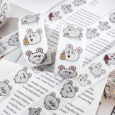 1000贴美叽和大鼠贴纸卷卷贴可爱卡通q版二次元封口贴自粘手机壳