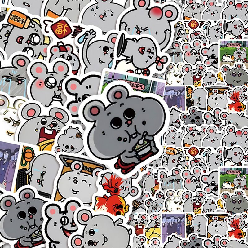 216张卡通大鼠可爱抽象趣味表情贴画手机diy手账笔记本装饰贴纸