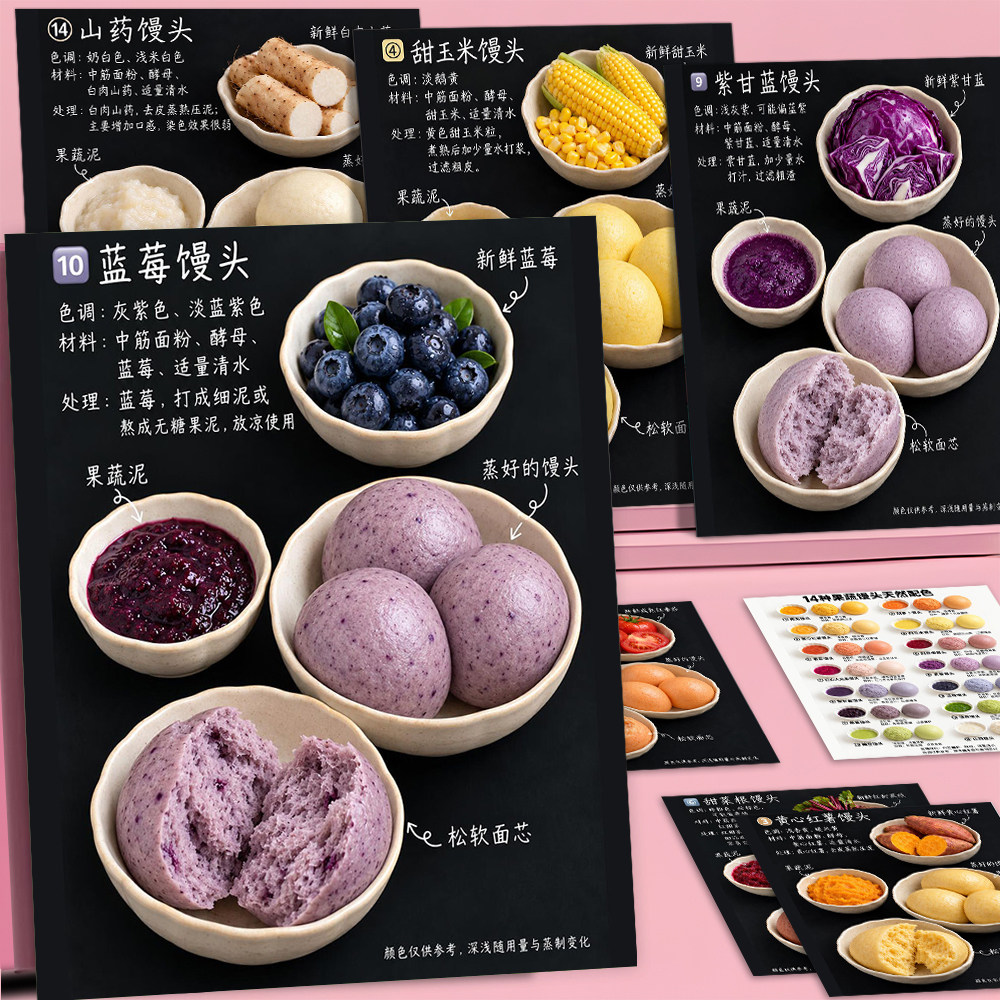 48张果蔬馒头自制宝宝零食果蔬泥调色和面自制健康美食防水贴纸