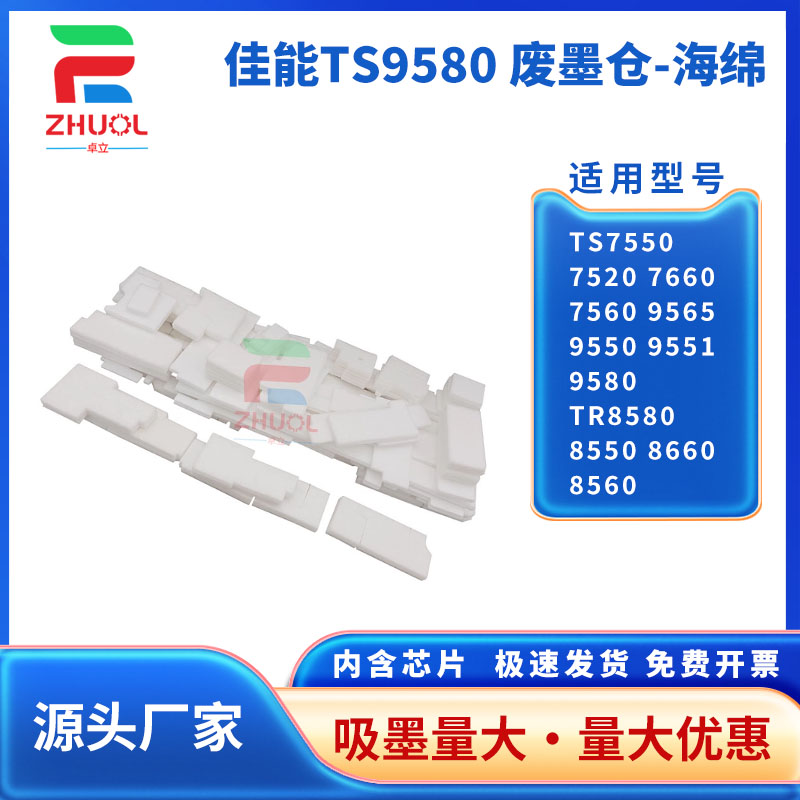 适用佳能 TS7550废墨垫 7520 7660 7560 9565 9550 9551 9580废墨仓TR8580 8550 8660 8560 吸墨海绵 废墨盒