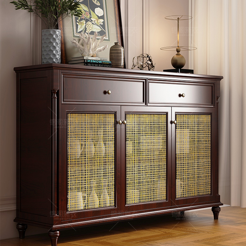 锦阁新衣复古中式麻纹矮柜玻璃膜中式玄关隔断改造柜门推拉门贴纸