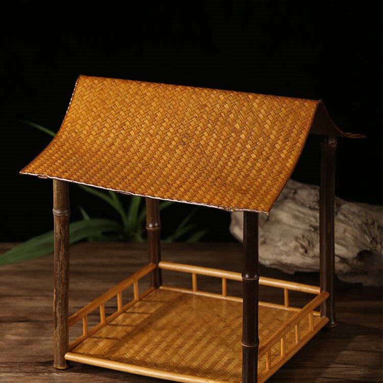中式手工竹制桌面茶具收纳架