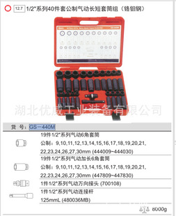 天赋工具1 440M 2″公制气动长短套筒组铬钼钢40件套GS
