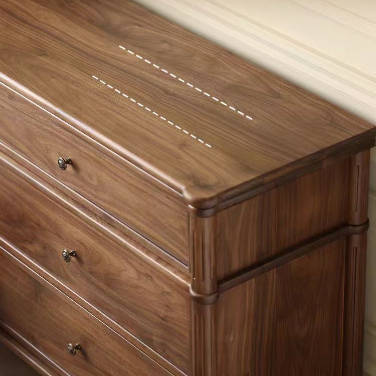 北美黑胡桃木全实木六斗柜卧室床尾储物柜客厅靠墙收纳柜置物立柜