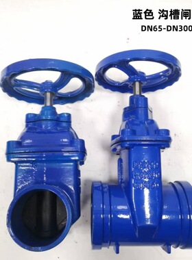 暗杆蓝色沟槽闸阀Z85X卡箍式普通体 弹性座软密封闸阀DN65-DN250