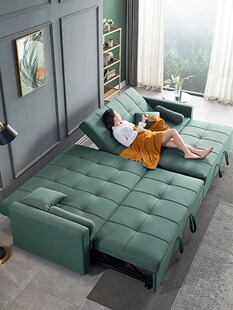 直排四人位沙发床 大户型客厅多功能乳胶可折叠 科技布沙发床两用