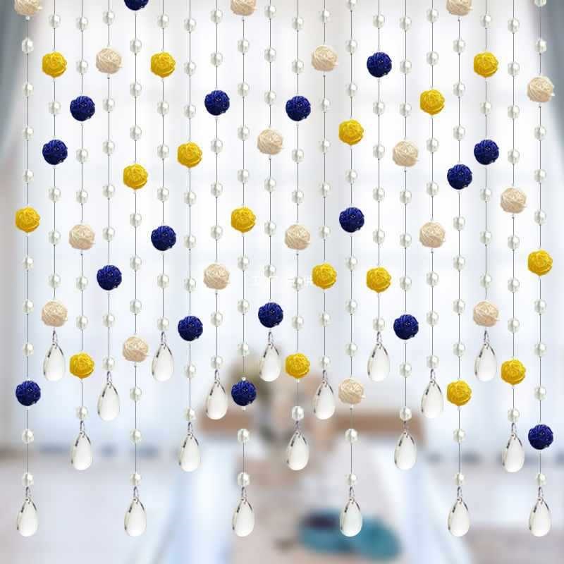 ?北欧水晶珠帘客厅门帘玄关隔断帘卧室门帘过道珠子挂帘家用免打