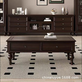 Ins风法式 乡村古典实木茶几现代简约复古带储物客厅茶几