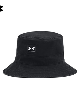 UA安德玛帽子男款2025春季新款Branded黑色百搭渔夫帽1376704-001