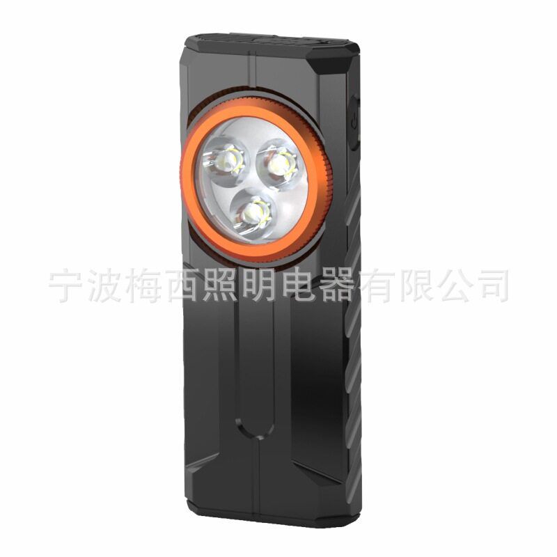 强磁双灯USB充电手电筒带夹子