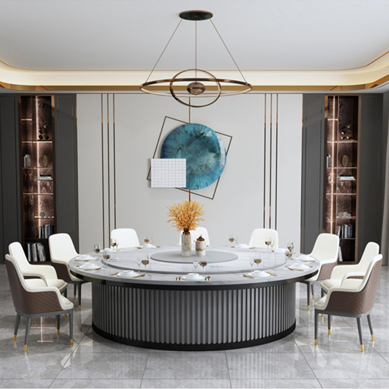 现代岩板电动火锅圆桌10-20人