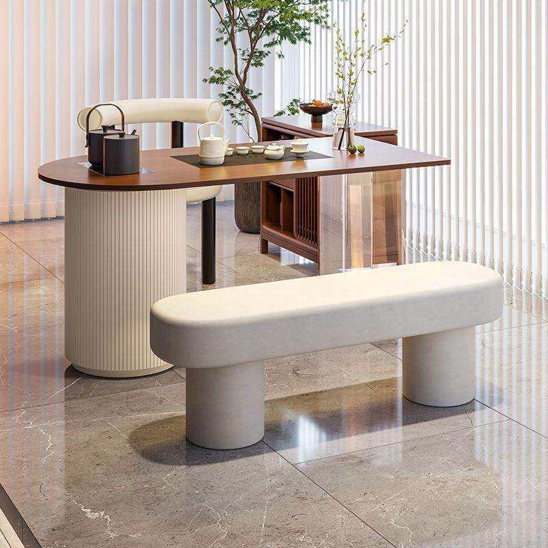 现代简约实木茶桌组合亚克力家用阳台圆脚小茶台茶桌椅组合