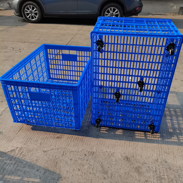 大号带轮子周转筐服装收纳胶框镂空万向轮塑料箩快递分拣胶箱萝