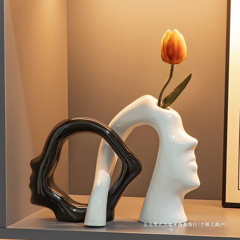 2026花瓶感轻奢摆件客厅插花艺术电视柜玄关中古风装饰品简约摆件