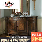 FINE精致高端玄关柜美式 复古实木雕花半圆弧形餐边柜别墅宴会